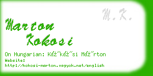 marton kokosi business card